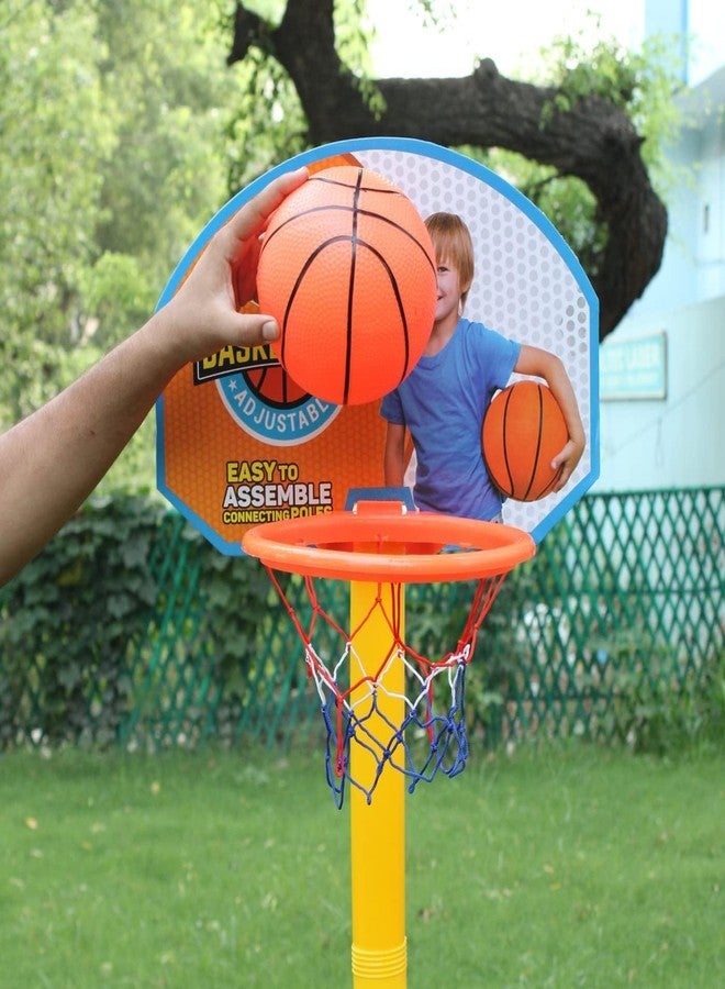BRAVIADECOR Bravia Basketball for Kids - Basketballs with Net and Adjustable Stand, Basketballs Toys, Indoor and Outdoor Games for Boys & Kids (Multicolor)- 9 - Image 2